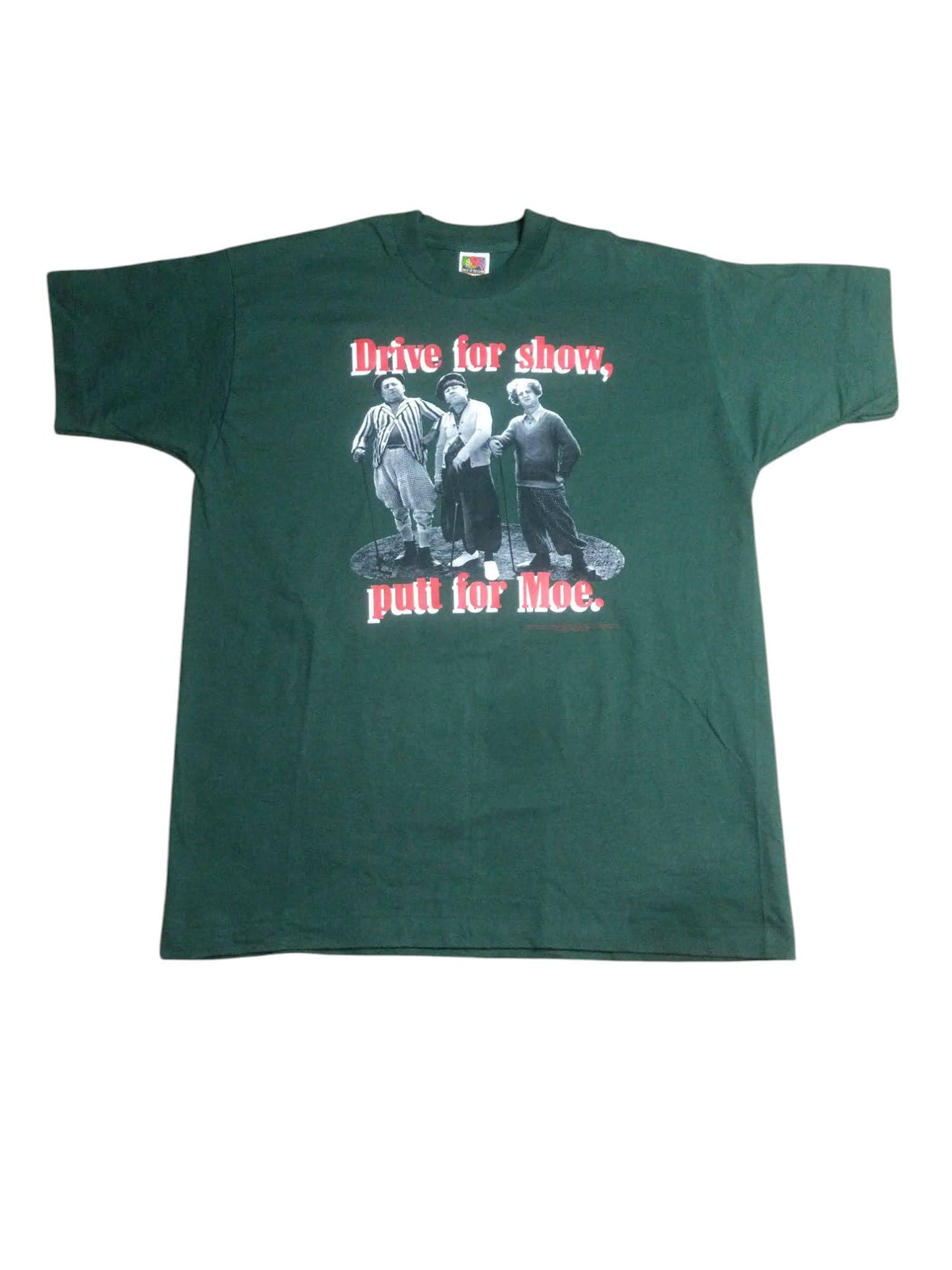 Vintage 90's Three Stooges Larry Curly And Moe Golf Drive For Show Putt For Moe Single Stitch Tshirt