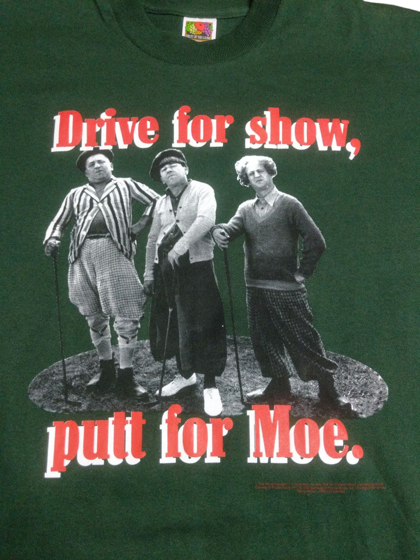Vintage 90's Three Stooges Larry Curly And Moe Golf Drive For Show Putt For Moe Single Stitch Tshirt
