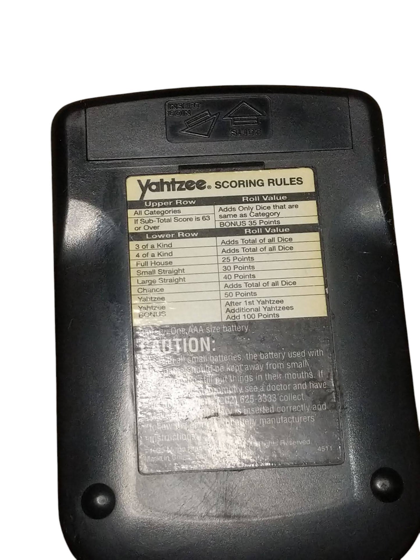 Vintage 90's 1995 Electronic Handheld Yahtzee Game