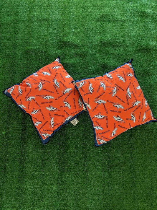 2 Vintage 90's 1999 Denver Broncos Throw Pillows